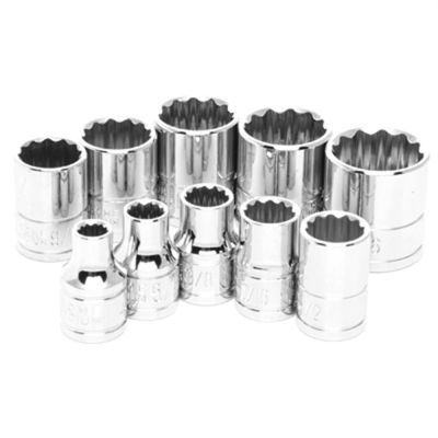 WLMW38500 image(0) - Wilmar Corp. / Performance Tool 10 Pc 3/8'' Dr 12pt SAE Skt Se