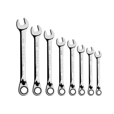 KTIXDCRWS8SAE image(0) - K Tool International Wrench Set 8 Piece SAE 120 Tooth Reversible Combination 5/16-3/4 Inch