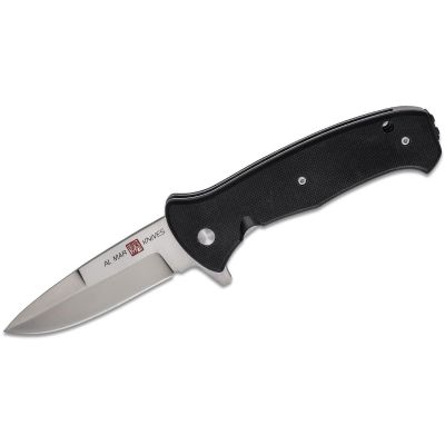SUNAMK2202 image(0) - SUNEX AL Mar SERE 2020 G Assisted Open Liner Lock D2 3.6 Inch Satin Finish Plain Edge Talon Blade with G10 Handle Tactical Folding Knive - Black