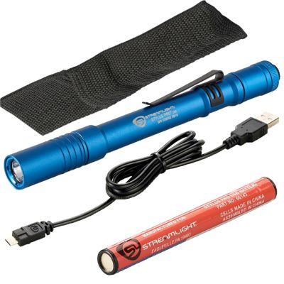 STL66140 image(0) - Streamlight Stylus Pro USB with USB Cord, Nylon Holster - Blue with White LED