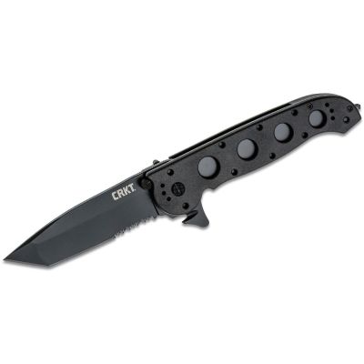 CRKM16-14ZLEK image(0) - CRKT (Columbia River Knife) M16-14ZLEK AUS 8 Titanium Nitride Triple Point Serrationswith  Blade Folding Knife with Liner Lock Glass-Reinforced Nylon Handle - Black