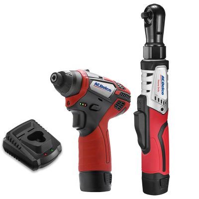 ACDARW12103-K2 image(0) - ACDelco ACDelco ARW12103-K2 G12 Series 12V Li-ion Cordless 3/8" Brushless Rachet Wrench & �"? Impact Driver Combo Tool Kit with 2 Batteries