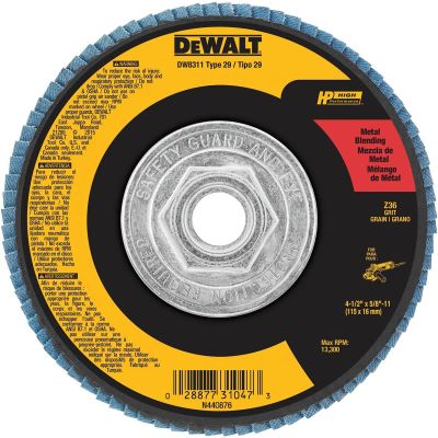 DWTDW8311 image(0) - DEWALT 4-1/2-Inch By 5/8-Inch-11 36 Grit Zirconia Angle Grinder Flap Disc