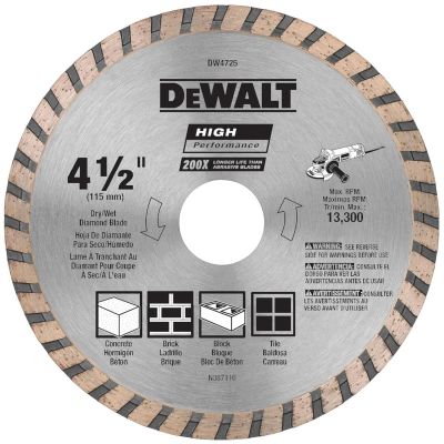 DWTDW4725 image(0) - DEWALT Diamond Blade For Masonry, Dry Cutting, Continuous Rim, 7/8-Inch Arbor, 4-1/2-Inch