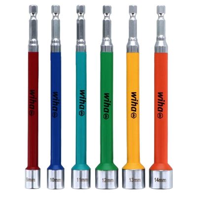WIH70487 image(0) - Wiha Tools Wiha 6 Piece Metric Color Coded Impact Nut Setters