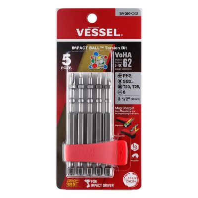 VESIBMG90K002 image(0) - Vessel Tools IMPACT BALL Torsion Bit ASSORTx90 5PC. (MCH)