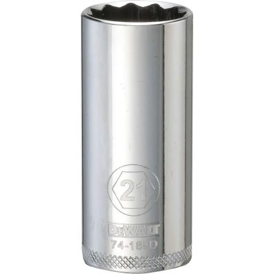DWTDWMT74189OSP image(0) - DEWALT 12 Point 3/8'' Drive Deep Socket 21Mm