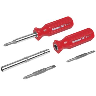 WLMW975 image(0) - Wilmar Corp. / Performance Tool 6 IN 1 FLIP SCREWDRIVER 12 PC. DISPLAY