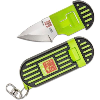 SUNAMK1001BKG image(0) - SUNEX Al Mar Stringer D2 Wedge Blade Keychain Knife in Giftable Box - Green/Black