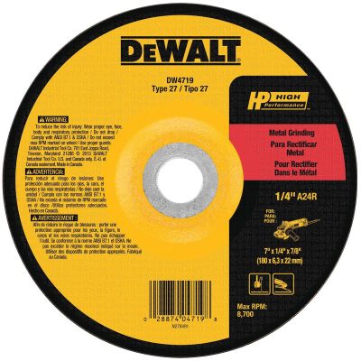 DWTDW4719 image(0) - DEWALT 7-Inch-By-1/4-Inch-By-7/8-Inch General Purpose Metal Grinding Wheel