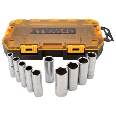 DWTDWMT73814 image(0) - DEWALT Drive Socket Set, SAE, 1/2-Inch Drive, 10-Piece