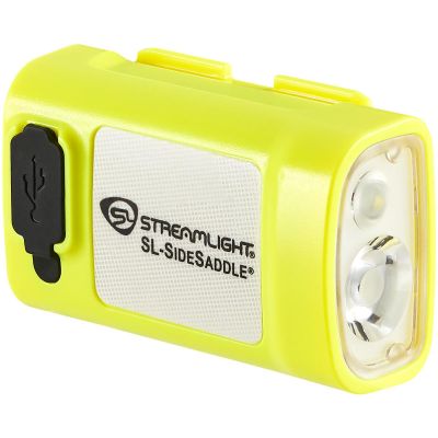 STL61631 image(0) - Streamlight SL-SideSaddle USB Hard Hat and Helmet Light - Includes Hard Hat and Helmet mount kit (baseplate, slot strap, universal Y-strap), USB-C cord and hat light mount - Yellow