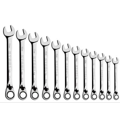 KTIXDCRWS12MM image(0) - K Tool International Wrench Set 12 Piece Metric 120 Tooth Reversible Combination 8-19MM