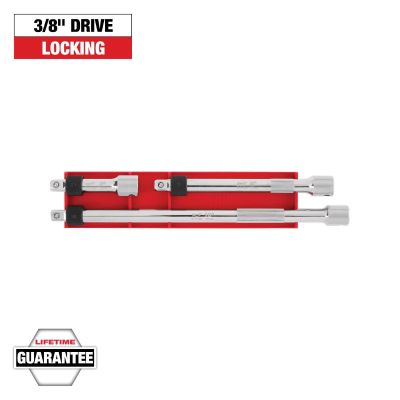 MLW48-22-9361 image(0) - Milwaukee Tool 3pc 3/8 Inch Drive Locking Extension Set