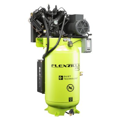 LEGFXS10V080V1 image(0) - Legacy Manufacturing Flexzilla&reg; Pro Piston Air Compressor with Silencer&trade;, 1-Phase, Stationary, 10 HP, 80 Gallon, 2-Stage, Vertical, ZillaGreen&trade;
