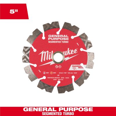 MLW49-93-9005 image(0) - Milwaukee Tool 5 inch DIAMOND MAX Segmented Turbo General PurposeDiamond Blade