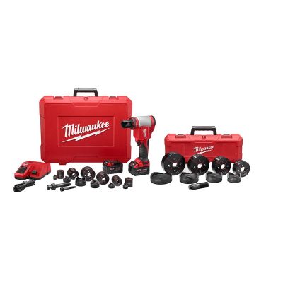 MLW2676-23 image(0) - Milwaukee Tool M18 FORCE LOGIC 10T Knockout Tool 1/2" - 4" Kit