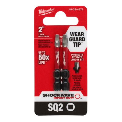 MLW48-32-4972 image(0) - Milwaukee Tool SHOCKWAVE Impact Duty 2" SQ2" Bit 2PK