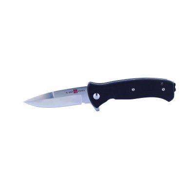 SUNAMK2200 image(0) - SUNEX AL Mar SERE 2020 G Assisted Open Liner Lock D2 3 Inch Satin Finish Plain Edge Talon Blade with G10 Handle Tactical Folding Knive - Black