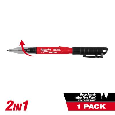 MLW48-22-3152 image(0) - Milwaukee Tool INKZALL 2IN1 Deep Reach Ultra Fine Point Black Jobsite Marker