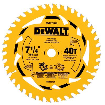DWTDWA271440B10 image(0) - DEWALT 7-1/4 in. 40T Circular Saw Blade