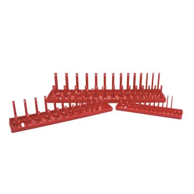 KTI72470 image(0) - K Tool International Socket Holder Set 3 Piece SAE Red