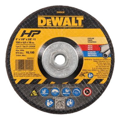 DWTDW8438 image(0) - DEWALT 6" x 1/8" x 5/8"-11 High Performance Metal Grinding Wheel