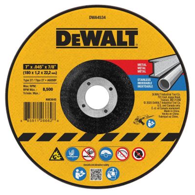 DWTDWA4534 image(0) - DEWALT T27 Metal Cut-Off Wheel, 7-Inch X .045-Inch X 7/8-Inch