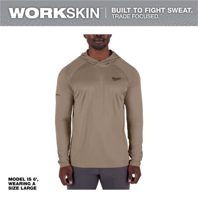 MLWM550N-M image(0) - Milwaukee Tool WORKSKIN Hooded Sun Shirt - SANDSTONE M