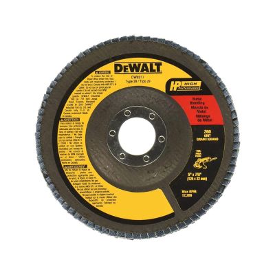 DWTDW8317 image(0) - DEWALT 5-Inch By 7/8-Inch 60 Grit Zirconia Angle Grinder Flap Disc